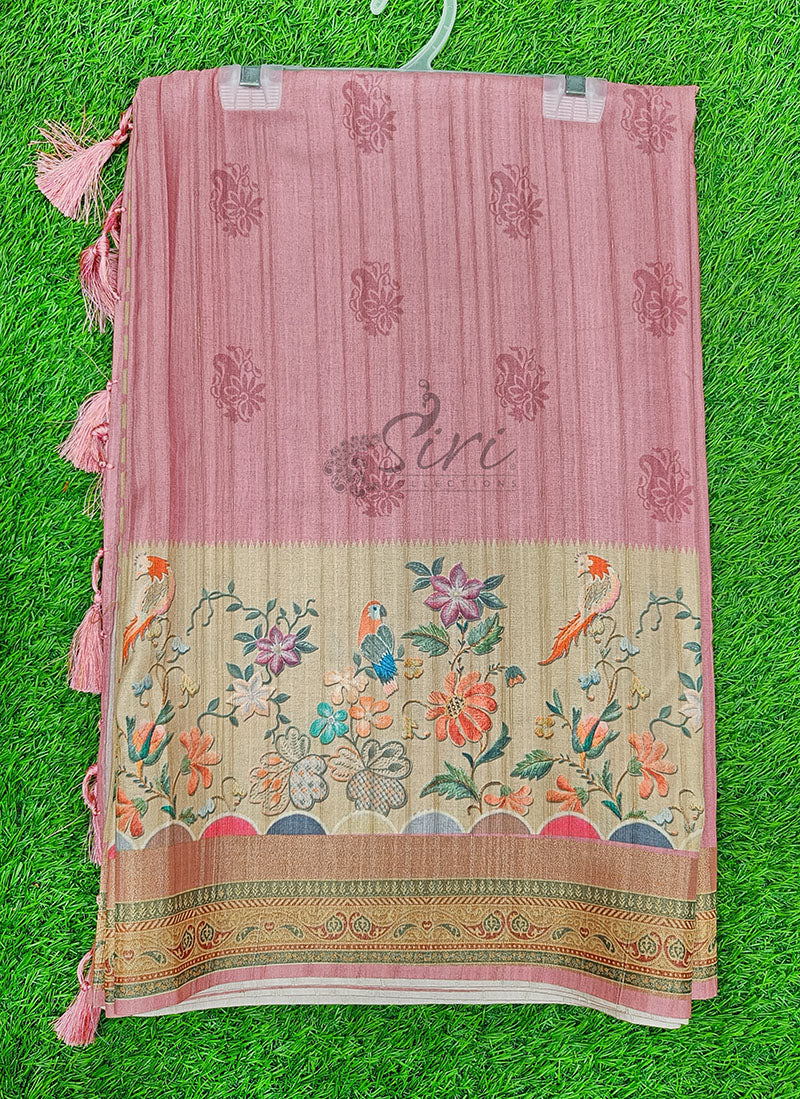 Beautiful Digital Print Tussar Silk Saree