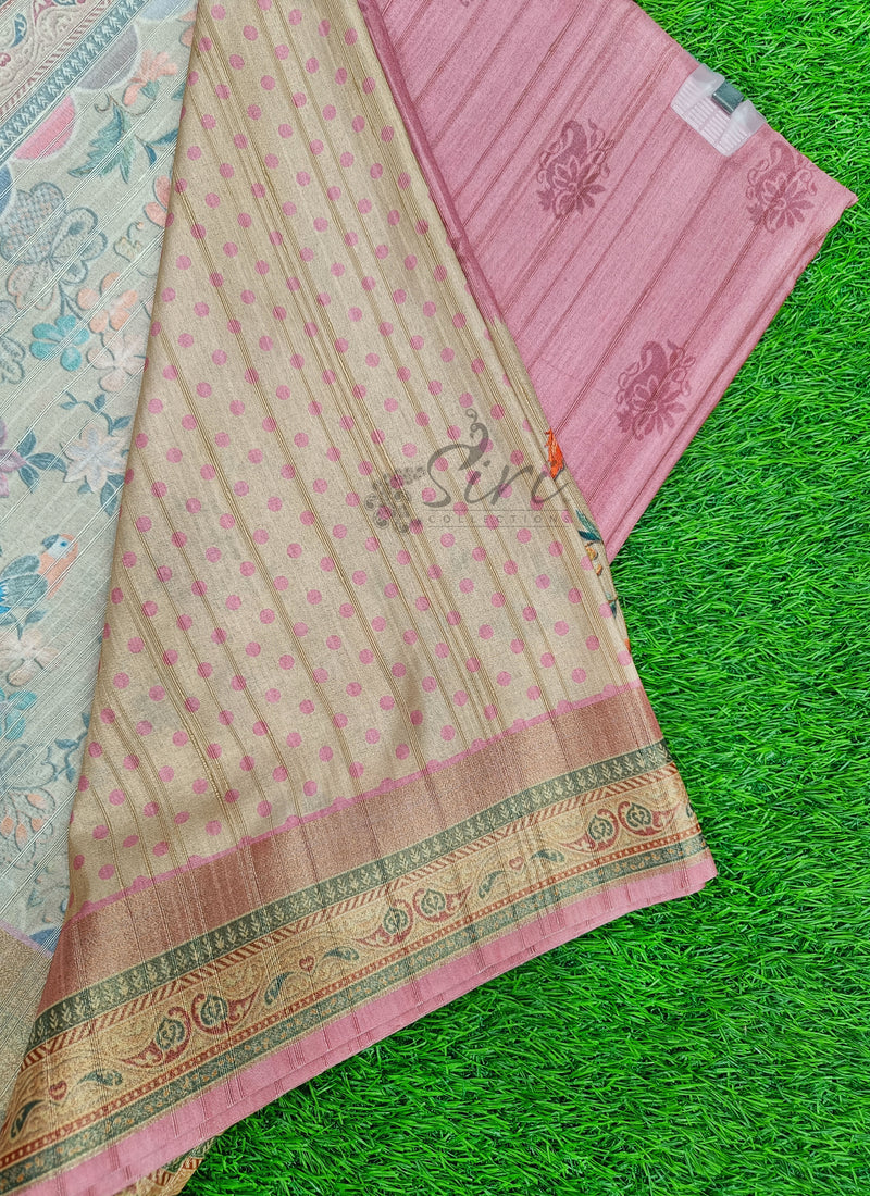 Beautiful Digital Print Tussar Silk Saree