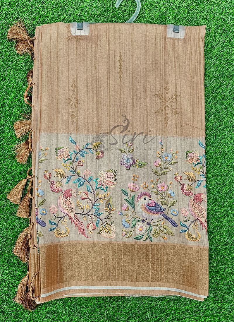 Beautiful Digital Print Tussar Silk Saree