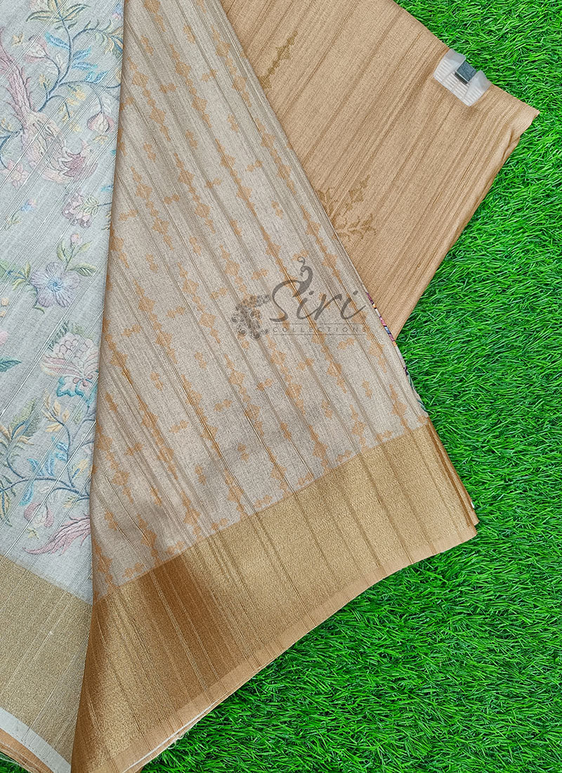 Beautiful Digital Print Tussar Silk Saree