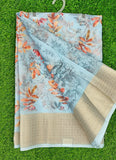 Lovely Crepe Organza Saree in Digital Print