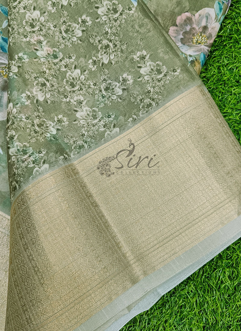 Lovely Crepe Organza Saree in Digital Print