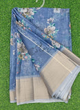 Lovely Crepe Organza Saree in Digital Print