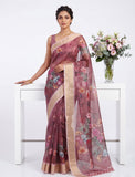 Lovely Crepe Organza Saree in Digital Print