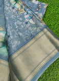 Lovely Crepe Organza Saree in Digital Print