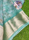 Lovely Crepe Organza Saree in Digital Print