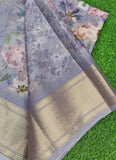 Lovely Crepe Organza Saree in Digital Print