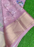 Lovely Crepe Organza Saree in Digital Print