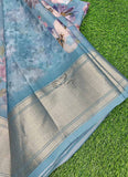 Lovely Crepe Organza Saree in Digital Print