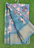 Lovely Crepe Organza Saree in Digital Print