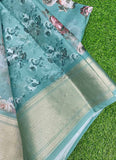 Lovely Crepe Organza Saree in Digital Print