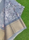 Lovely Crepe Organza Saree in Digital Print