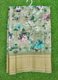 Lovely Crepe Organza Saree in Digital Print