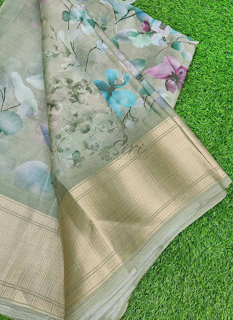 Lovely Crepe Organza Saree in Digital Print