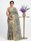 Lovely Crepe Organza Saree in Digital Print