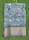 Lovely Crepe Organza Saree in Digital Print