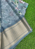 Lovely Crepe Organza Saree in Digital Print