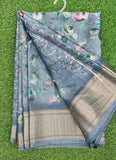 Lovely Crepe Organza Saree in Digital Print