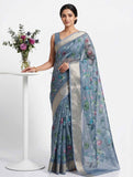 Lovely Crepe Organza Saree in Digital Print
