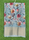 Lovely Crepe Organza Saree in Digital Print