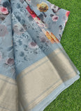 Lovely Crepe Organza Saree in Digital Print