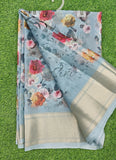 Lovely Crepe Organza Saree in Digital Print