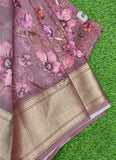 Lovely Crepe Organza Saree in Digital Print