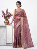 Lovely Crepe Organza Saree in Digital Print