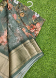 Lovely Crepe Organza Saree in Digital Print