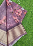 Lovely Crepe Organza Saree in Digital Print