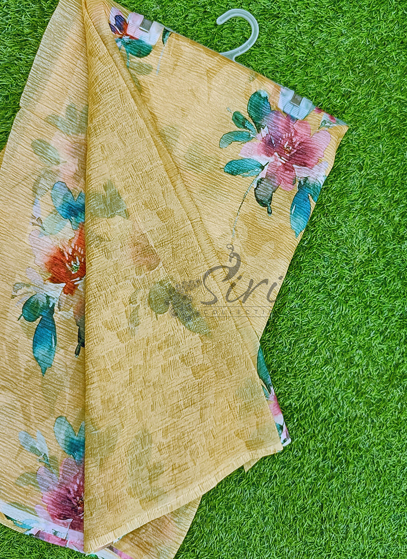 Lovely Digital Print Crush Saree