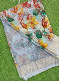 Digital Print Moss Georgette Saree