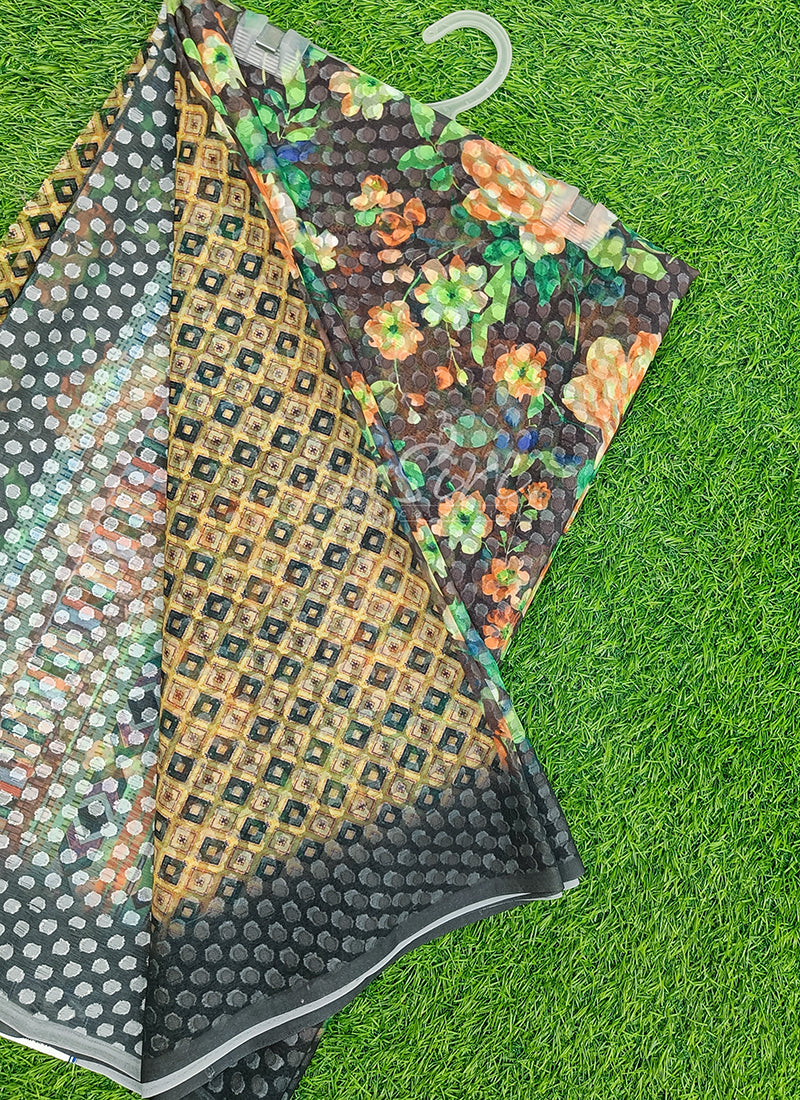 Trendy Digital Print Georgette Saree