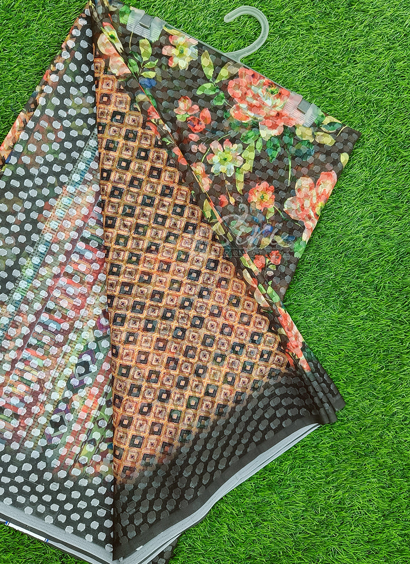 Trendy Digital Print Georgette Saree