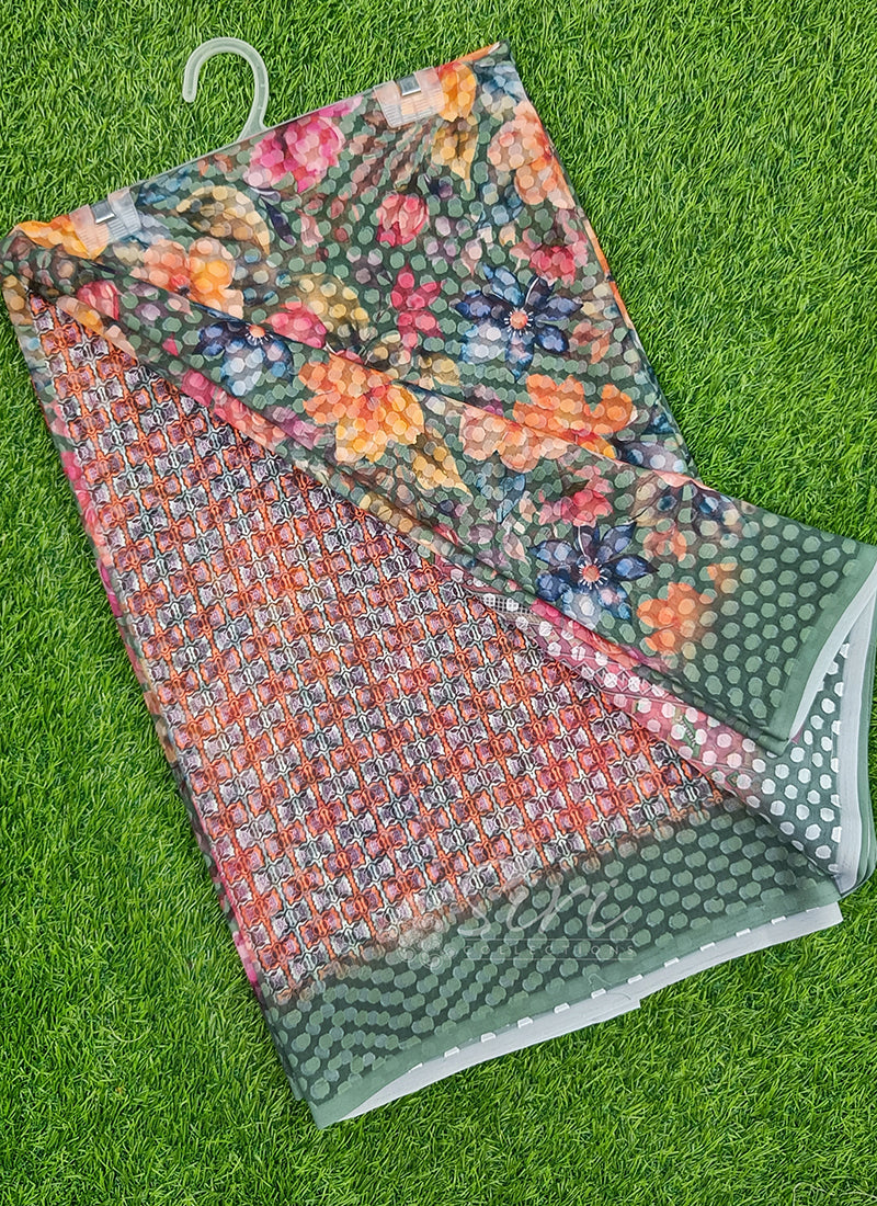 Trendy Digital Print Georgette Saree