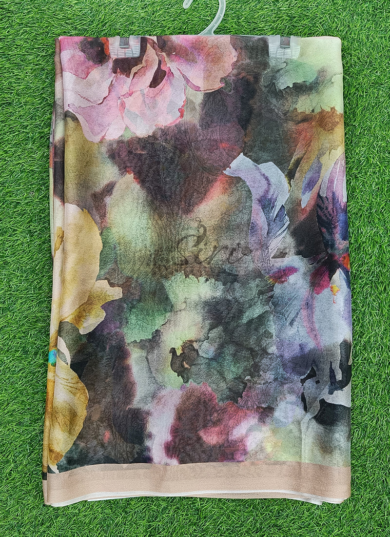 Beautiful Digital Print Crepe Georgette Saree