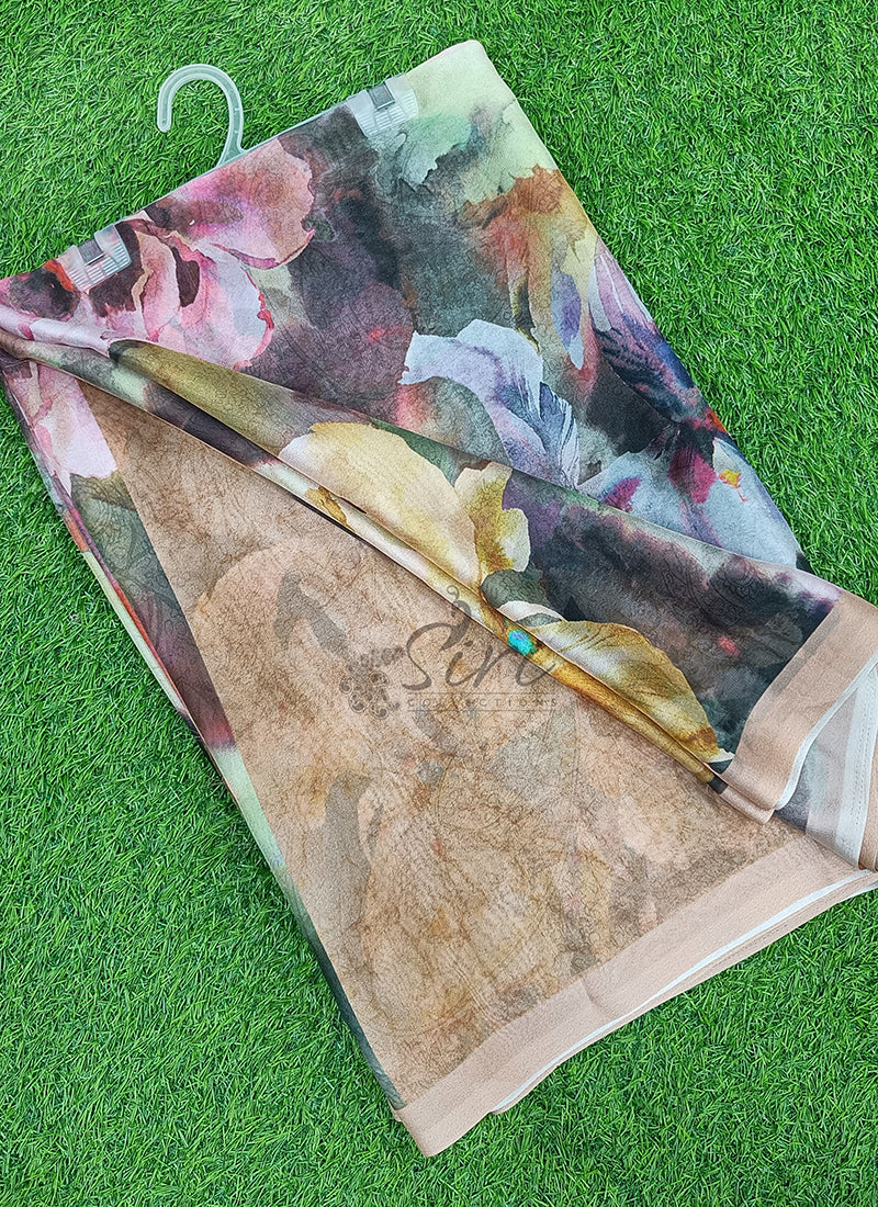 Beautiful Digital Print Crepe Georgette Saree