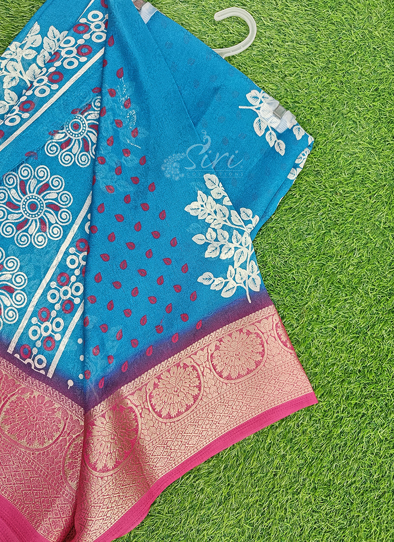 Latest Printed Moss Georgette Saree