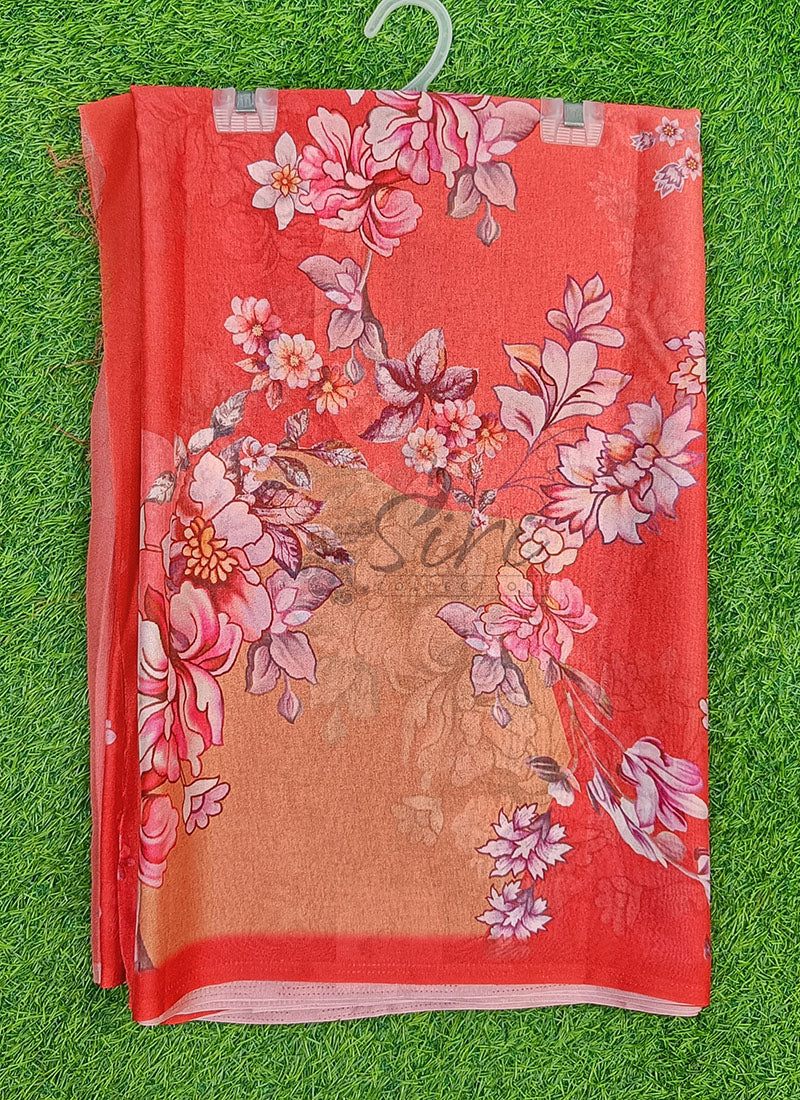 Beautiful Digital Print Crepe Georgette Saree