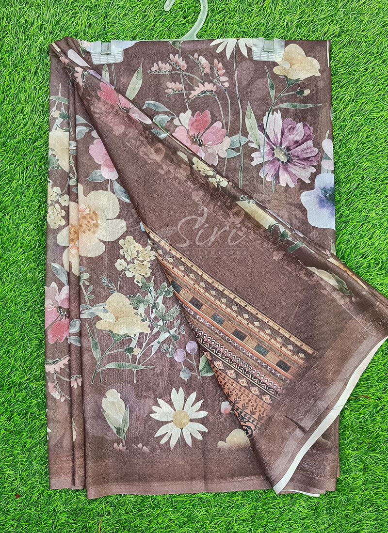 Latest Digital Print Shimmer Georgette Saree