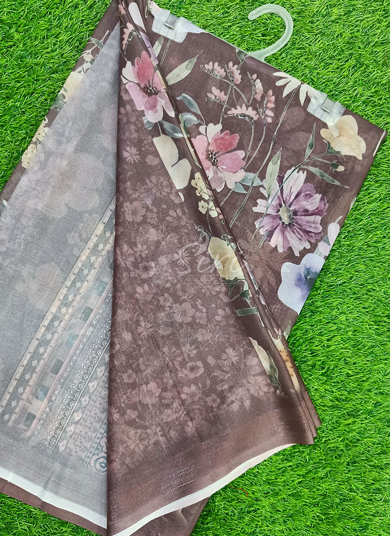 Latest Digital Print Shimmer Georgette Saree