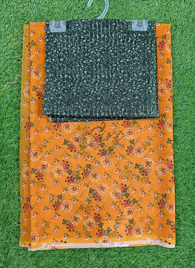 Latest Digital Print Georgette Saree