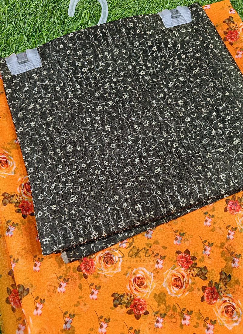 Latest Digital Print Georgette Saree