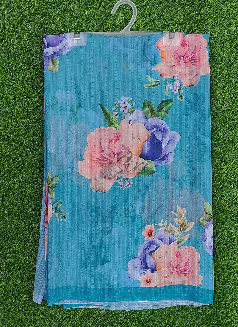 Beautiful Digital Print Floral Georgette Saree with Blouse
