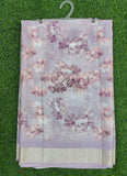 Beautiful Digital Print Georgette Saree with Silver Border