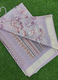 Beautiful Digital Print Georgette Saree with Silver Border