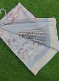 Beautiful Digital Print Georgette Saree with Silver Border
