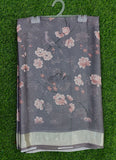 Beautiful Digital Print Georgette Saree with Silver Border