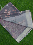 Beautiful Digital Print Georgette Saree with Silver Border