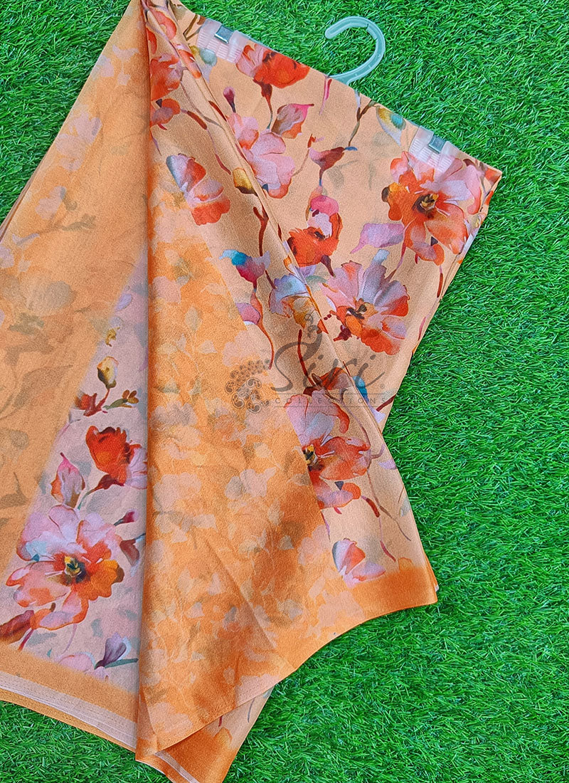 Beautiful Digital Print Crepe Georgette Saree